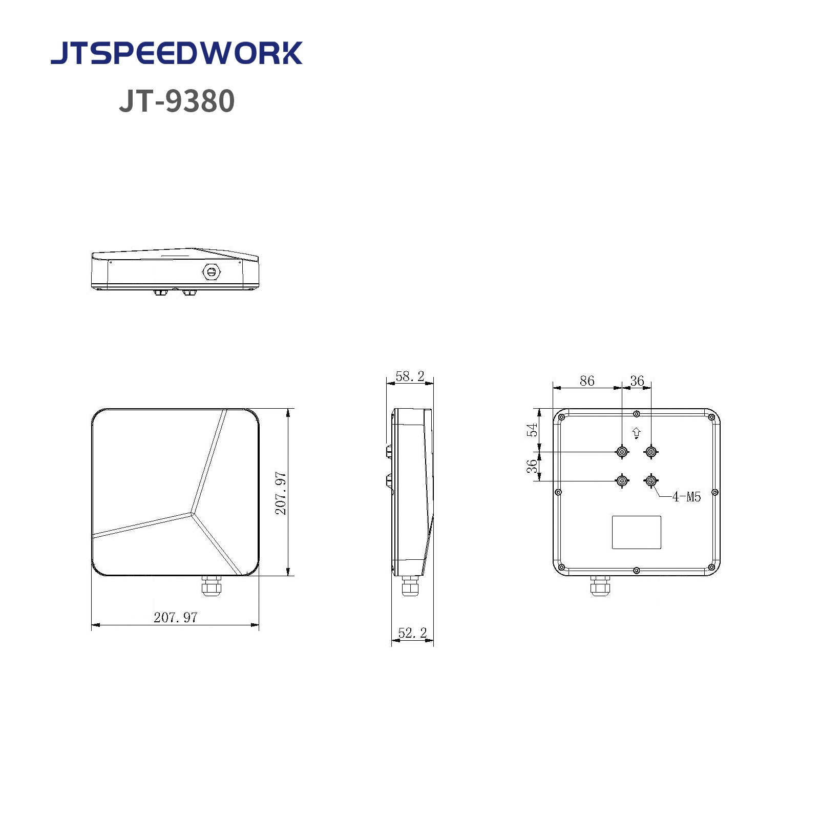 JT-9380 0-8m UHF RFID 902-928MHz Orta Menzil Entegre Okuyucu, Çoklu Etiket Okuma Özelliği (Sadece Okuma), ABD Frekans Bandı Desteklenir