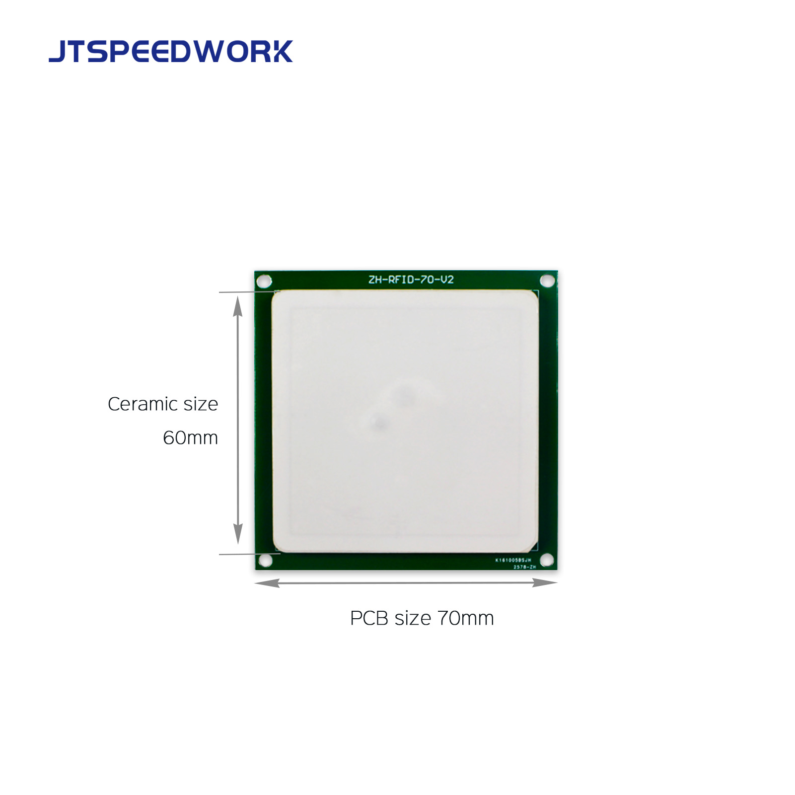 JT-T0060 4dBi UHF RFID Seramik Anten 860-960MHz RHCP Dairesel Polarizasyon Özelleştirilebilir Konnektör