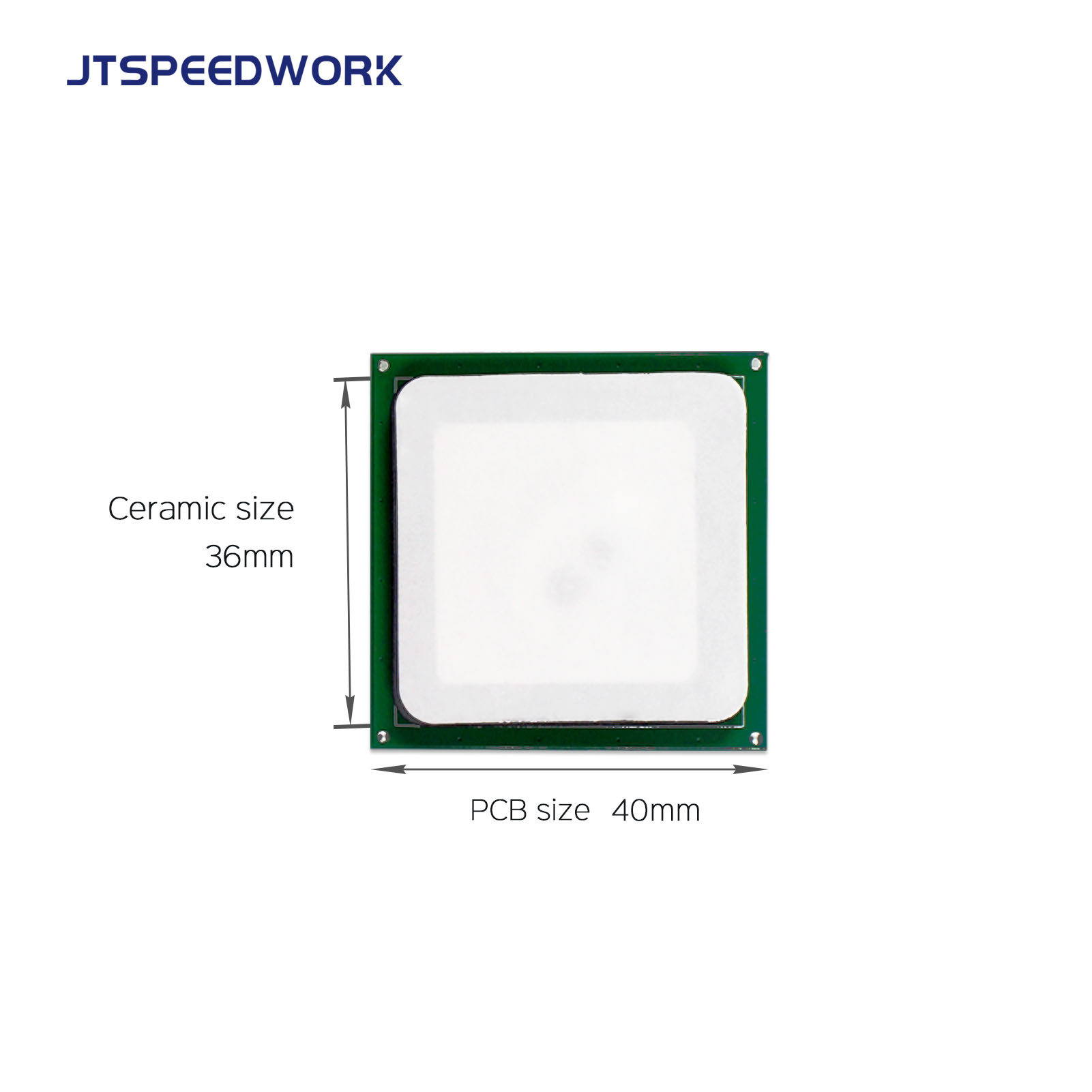 JT-T0036 3dBi UHF RFID Seramik Anten 36*36mm 865-868/902-928MHz RHCP PDA için